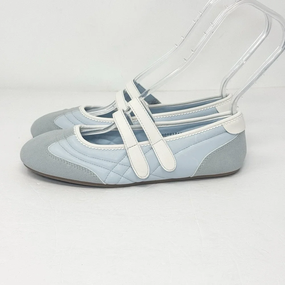 ShuShop Salome Ballet Sneakers Women's 7.5 Blue Mary Jane Flats Preppy Sporty